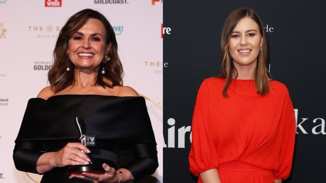 Lisa Wilkinson (left) delivered an acceptance speech at the Logies on Sunday night after winning the Most Outstanding News Coverage or Public Affairs gong for her interview with Brittany Higgins (right) over the alleged rape. Picture source: Chris Hyde/Getty Images (left); Don Arnold/WireImage (right)