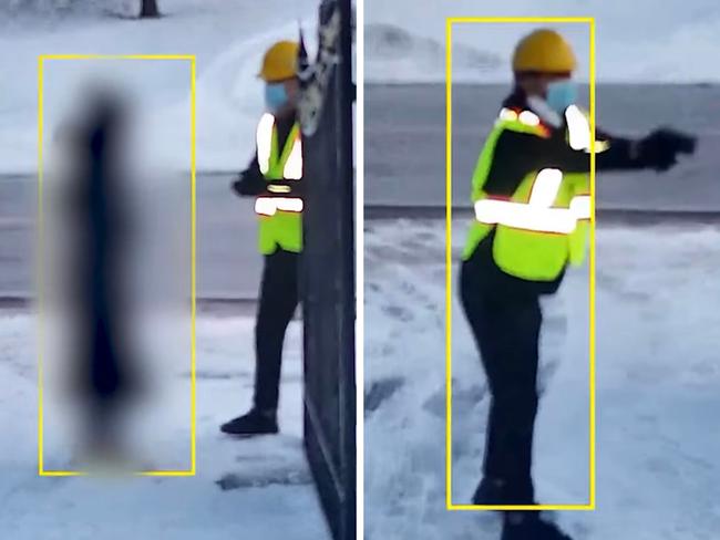 A Canadian woman has survived being shot in the back by a suspect disguised as a construction worker. Picture: York Regional Police/YouTube