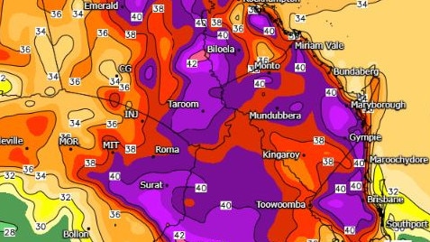 Heatwave conditions across South East Queensland today. Picture: weatherwatch.net.au