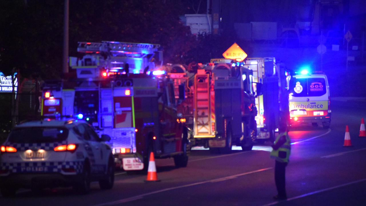 Emergency services responded to a vehicle fire on Eucalyptus St, Blackwater, at 12.18am on Thursday. Picture: Matthew Forrest