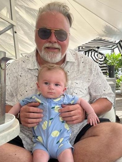 Kyle Sandilands and baby Otto as seen on social media.