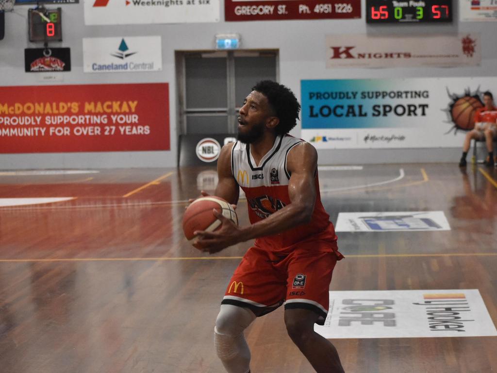 Jerron Jamerson for Mackay Meteors against Ipswich Force in the NBL1 North match, July 24 2021. Picture: Matthew Forrest