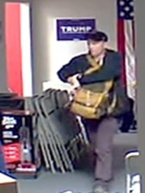 CCTV cameras captured the suspect wanted for breaking into a Trump campaign office. Picture: Supplied