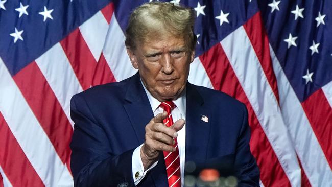 Donald Trump speaks at a campaign event in Rome, Georgia. Picture: AFP.