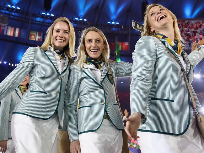 Members of the Australia team at the opening ceremony in Rio.