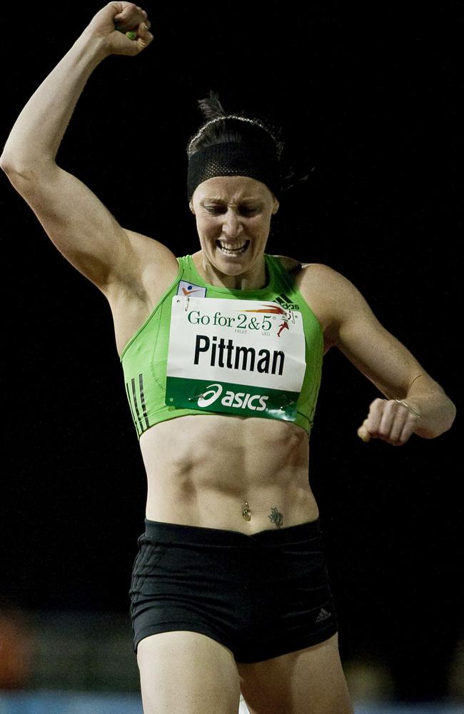 Jana Pittman-Rawlingson during the Australian Athletics Tour Final in Perth on Friday, April 1, 2011. Picture: AAP Image/Tony McDonough