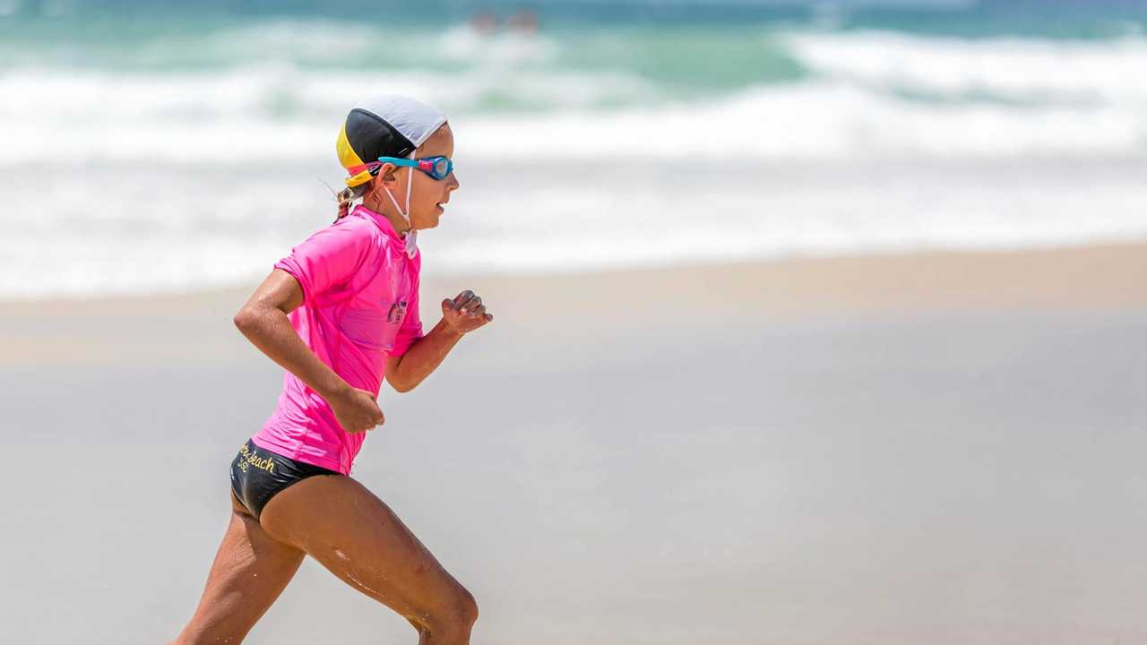 GOING STRONG: Rainbow Beach nippers competitor Emma Worthington competed for U12 girls in the season's first carnival at Rainbow Beach on Saturday. Picture: LEEROY TODD