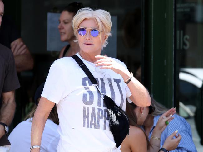 21 JANUARY 2024 SYDNEY AU WWW.MATRIXPICTURES.COM.AU  EXCLUSIVE PICTURES  Deborra-Lee Furness is pictured in Bondi with a shirt that says "Shit Happens" while out for breakfast at Bills Cafe.  NOTE: The caption above is the photographerÃ¢â¬â¢s impression only and may or may not be factual. It is the responsibility of the end user, publisher or licensee to verify the data before publication. All editorial images subject to the following: For editorial use only. Additional clearance required for commercial, wireless, internet or promotional use.Images may not be altered or modified. Matrix Media Group makes no representations or warranties regarding names, trademarks or logos appearing in the images.  DISCLAIMER: To the maximum extent permitted by law, we make no representations or warranties about our Content, including (without limitation) that:  They are complete, accurate, reliable, up-to-date and suitable for any particular purpose.