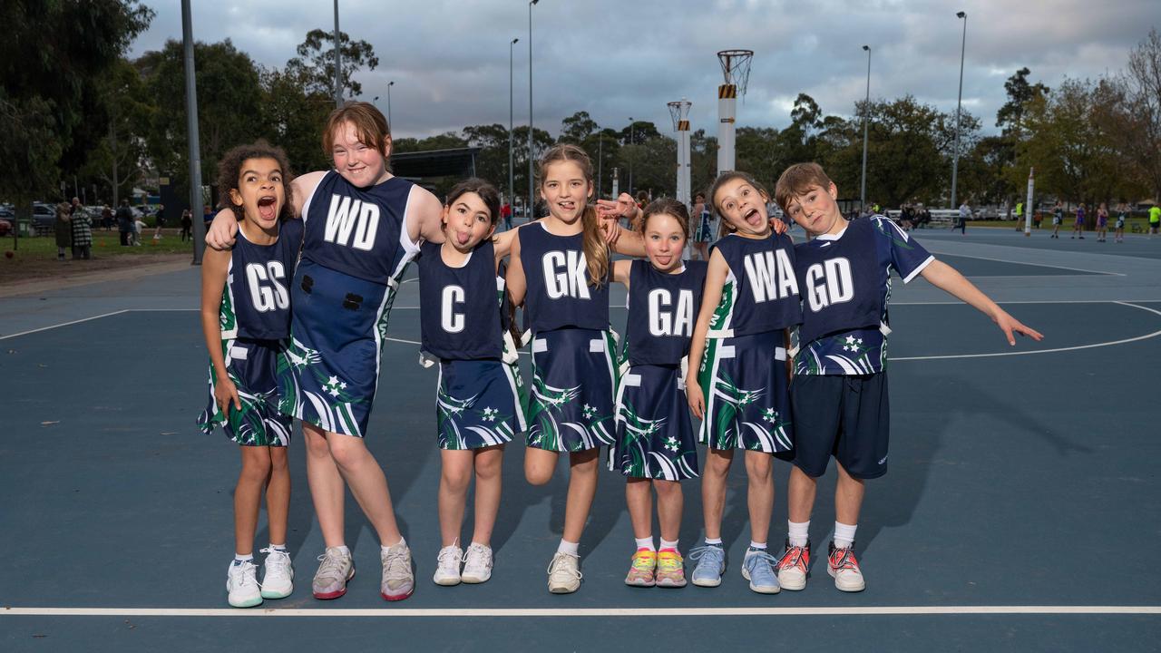 St Mary’•s Rogers under-11 netball team pull their funniest faces.
