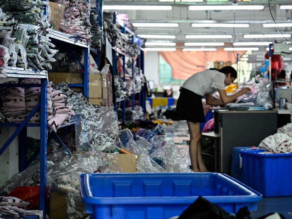 A worker makes clothes at a garment factory that supplies Shein.