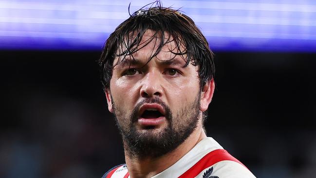 SYDNEY, AUSTRALIA - JUNE 02: Brandon Smith of the Roosters reacts during the round 13 NRL match between Sydney Roosters and North Queensland Cowboys at Allianz Stadium, on June 02, 2024, in Sydney, Australia. (Photo by Jeremy Ng/Getty Images)