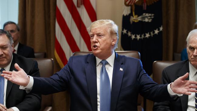 US President Donald Trump speaks during a Cabinet meeting yesterday.