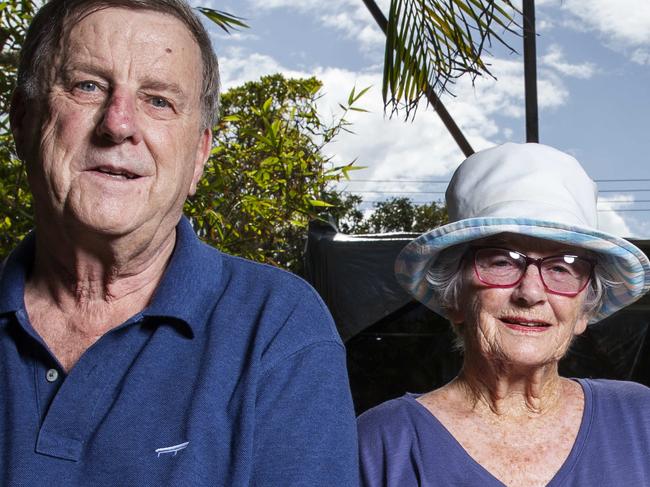 Peregian bushfire victim Pam Murphy who has been living with neighbours Lester (pictured) and Jacqui Harding after her home was destroyed during the September blaze. Photo Lachie Millard