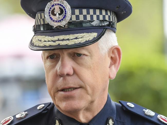 Wednesday SEPTEMBER 20 2023 Police Commissioner Grant Stevens at a press conference outside 5AA building. Picture:  Roy VanDerVegt