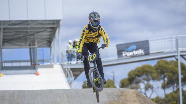 Preston Murray, 14, puts the new BMX track through its paces. Picture Roy VanDerVegt