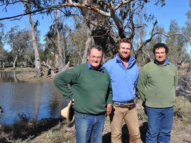 David Coulton with his son Sam and Tom of Morella Agriculture at Boggabilla, NSW.