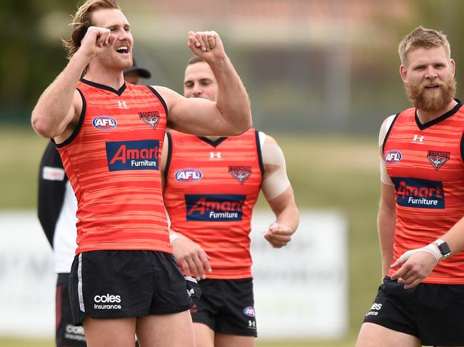 GOLD COAST, AUSTRALIA - JULY 22: James Stewart during an Essendon Bombers AFL training session at Broadbeach Oval on July 22, 2020 in Gold Coast, Australia. (Photo by Matt Roberts/Getty Images)