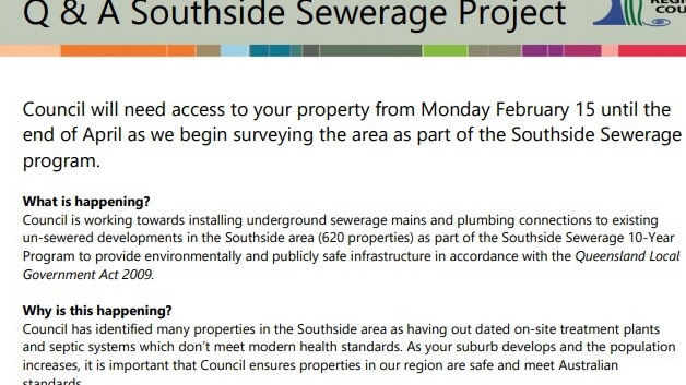 In 2018 residents were sent this letter by the council advising them of upcoming work on the Southside Sewerage Scheme. The project has been in limbo since then.