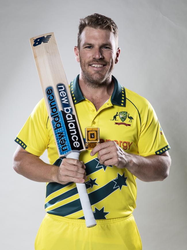 Aaron Finch with the sensor. Picture: Fox Sport