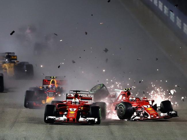 It was an explosive start to the race as Seb Vettel crashed.