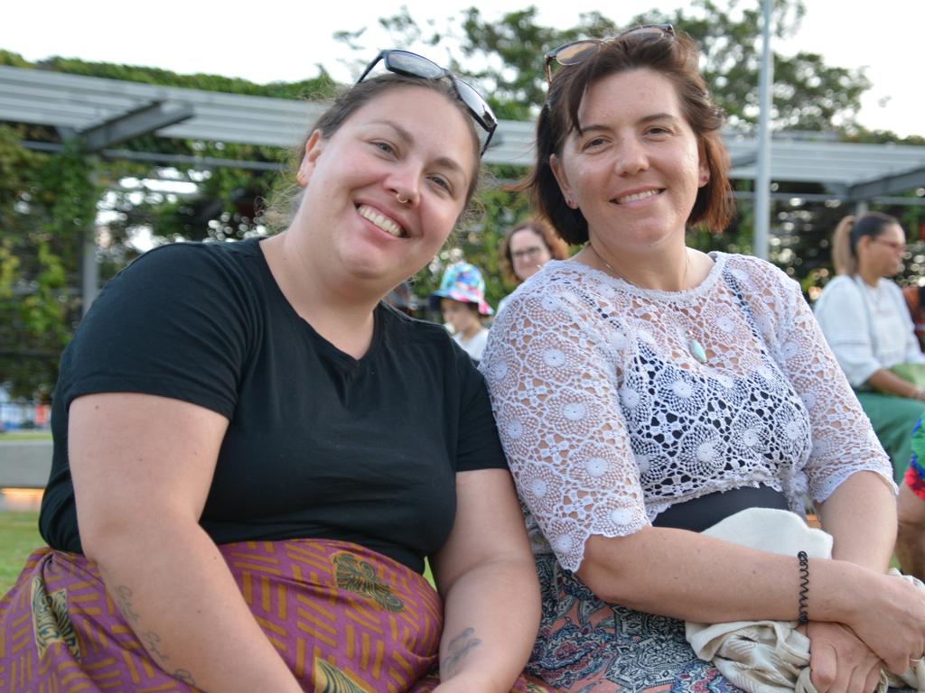 Alisha Slade and Nicole Lewis at the Big Talk One Fire event on September 16 at Munro Martin Parklands. Picture: Bronwyn Farr