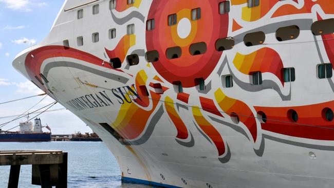 Norwegian Sun was built in 2001 and can carry 1936 passengers and 906 crew. It is 258m long and wouldn’t have been able to berth in Townsville without the recently completed shipping channel upgrade. Picture: Evan Morgan