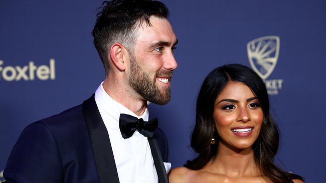 Vini Maxwell with cricketer husband Glenn Maxwell. Picture: Getty