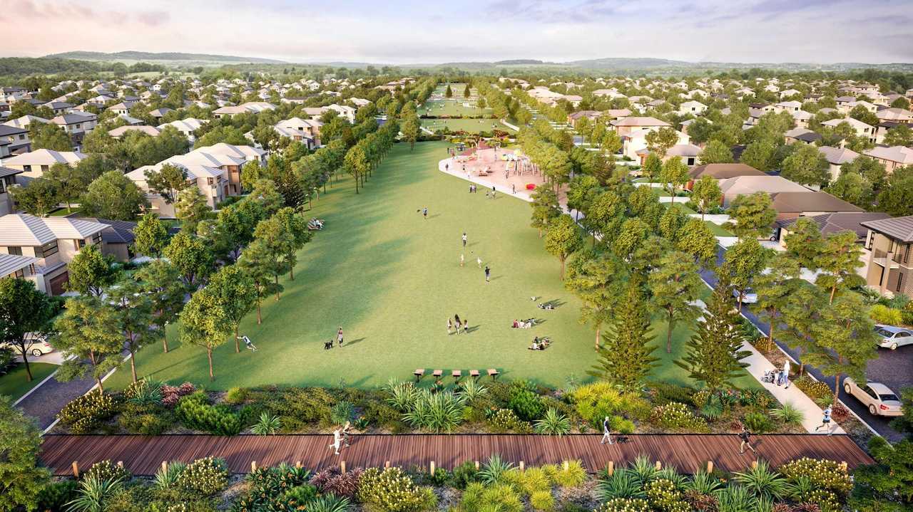 Artist impression of the linear park being developed at Harmony.