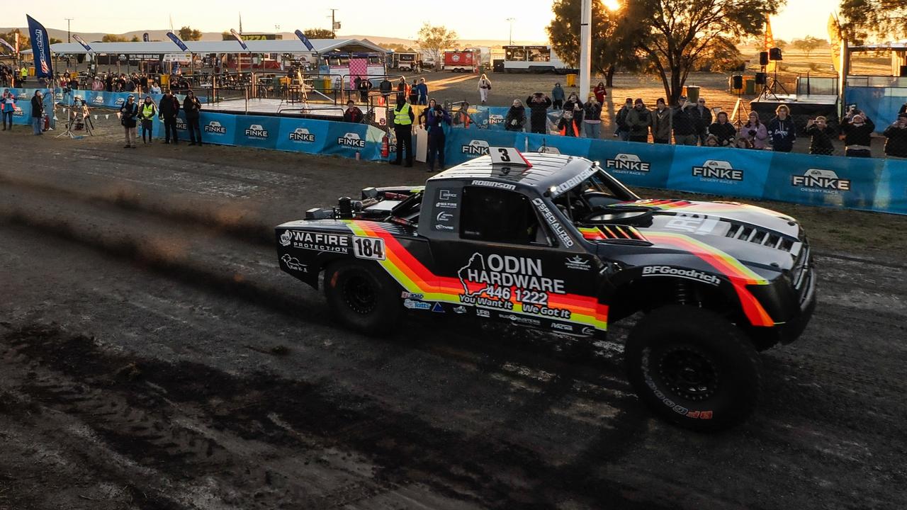 Beau Robinson completed the 223 kilometre leg within 1 hour, 41 minutes and 8.68 seconds in Day 1 of the 2024 Finke Desert Race.