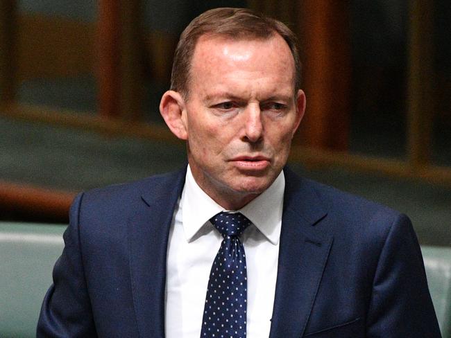 Liberal Member for Warringah Tony Abbott during Question Time in the House of Representatives at Parliament House in Canberra, Tuesday, September 18, 2018. (AAP Image/Mick Tsikas) NO ARCHIVING