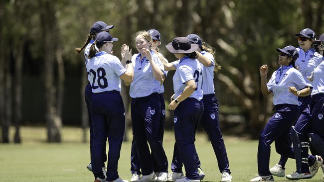 Sienna Eve (middle) was brilliant with the ball for Country on day one. Picture: Brody Grogan