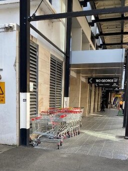 Abandoned trolleys at 180 George St, Parramatta.