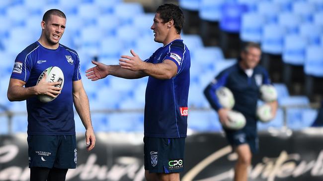 Adam Elliott (left) and Josh Jackson at Canterbury training.