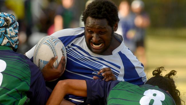 Cowboys Cup Schoolboys Football at Kern Brothers Drive. Townsville High against Pimlico High. Picture: Evan Morgan