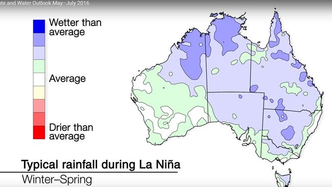 A La Nina will likely bring wetter than average conditions to much of Australia. Picture: BoM