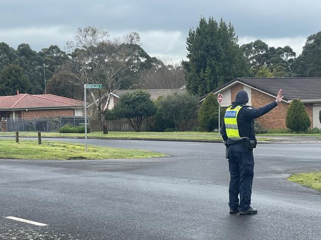 Police redirected oncoming traffic. Picture: Jack Colantuono