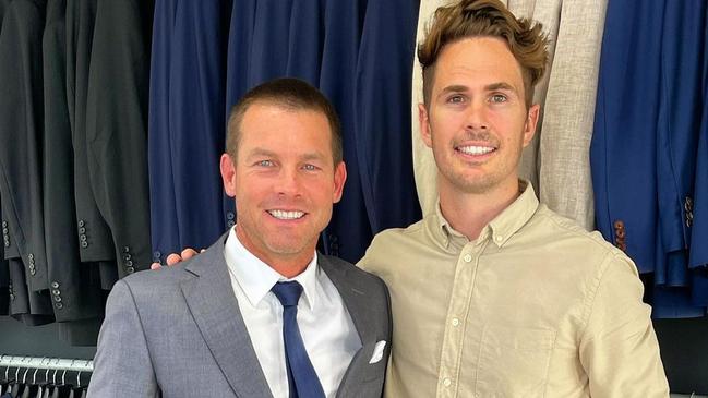 Ben Cousins with Jarred Briotti getting a suit ready for the 2021 Brownlow in Perth.