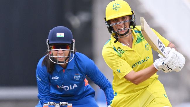 Australia's Ash Gardner bats during the women's Twenty20 cricket match between Australia and India on day one of the Commonwealth Games at Edgbaston