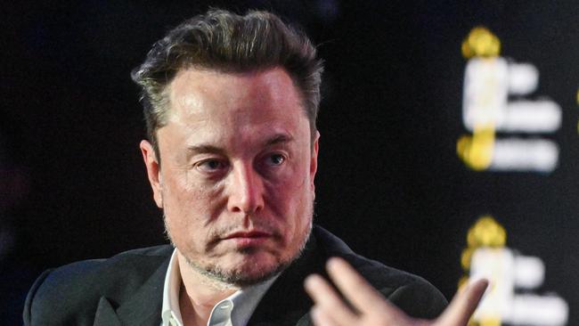 Elon Musk during a live interview at a symposium in Poland on fighting anti-semitism in January. Picture: Getty Images