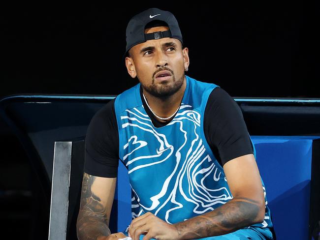 MELBOURNE, JANUARY 13, 2023: Nick Kyrgios and Novak Djokovic meet on Rod Laver Arena for the Arena Showdown, the finale of the Australian OpenÃs Perfect Practice series. Picture: Mark Stewart