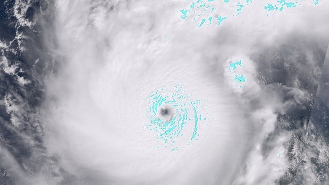 The pinhole eye of Hurricane Milton can be seen over the Gulf of Mexico. Picture: AFP