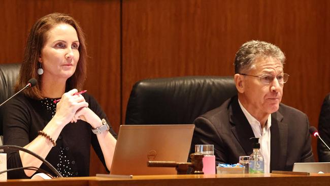 Cairns mayor Amy Eden and council chief executive Ken Gouldthorp at an ordinary meeting. Picture: Brendan Radke