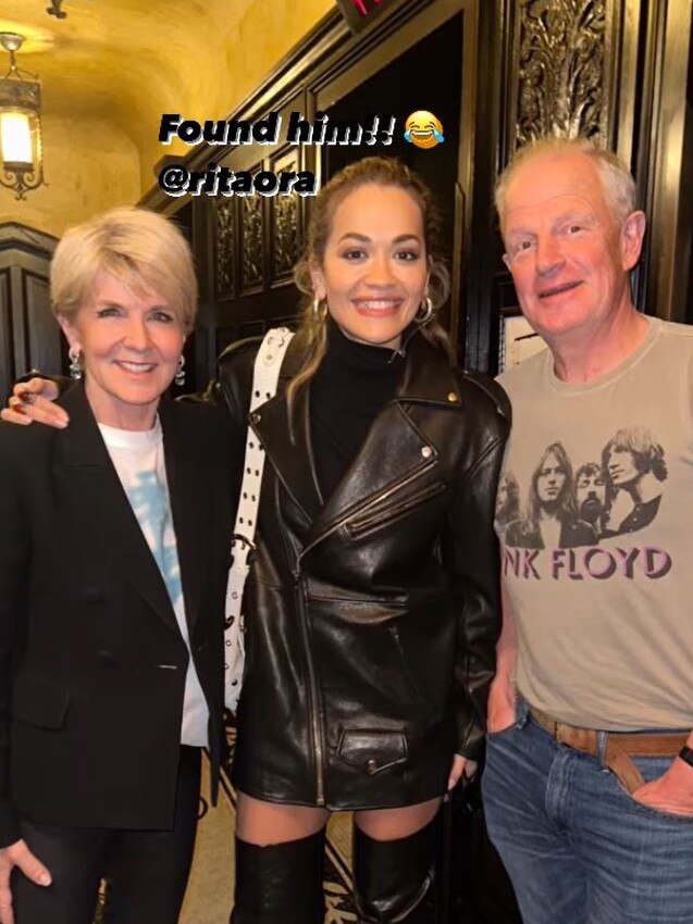 Julie Bishop and Ian Smith later met Rita Ora after her performance. Picture: Instagram