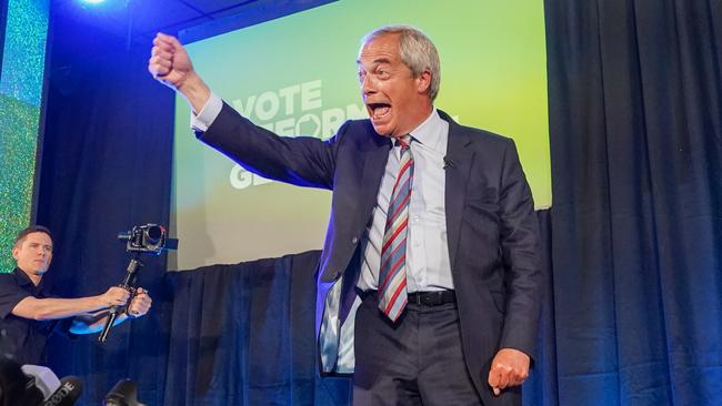 Reform UK party leader Nigel Farage celebrating after his win. Picture: Ian Forsyth/Getty Images