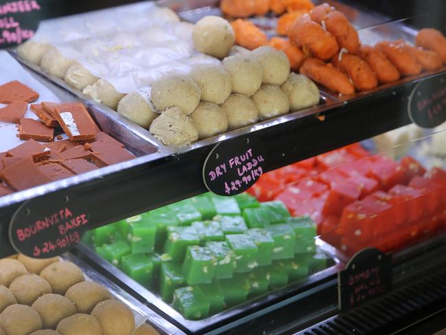 A selection of traditional Indian sweets at Chatkazz in Harris Park today. Picture: Tim Hunter