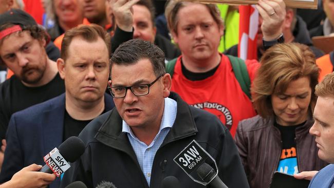 Premier Dan Andrews addressing the media. Picture: Mark Stewart