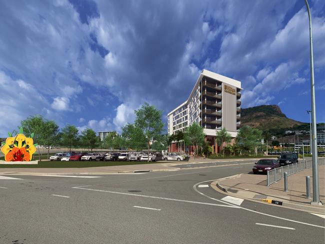 Exterior render of the Hilton Garden Inn Townsville. Picture: HHNQ.