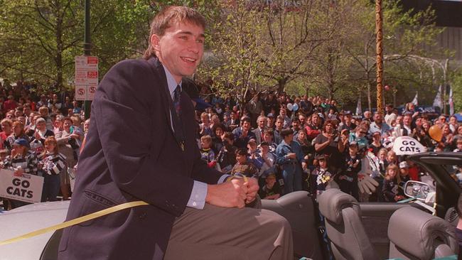 Brownlow Medal winner Paul Kelly during 1995 parade. Picture: HWT Library.