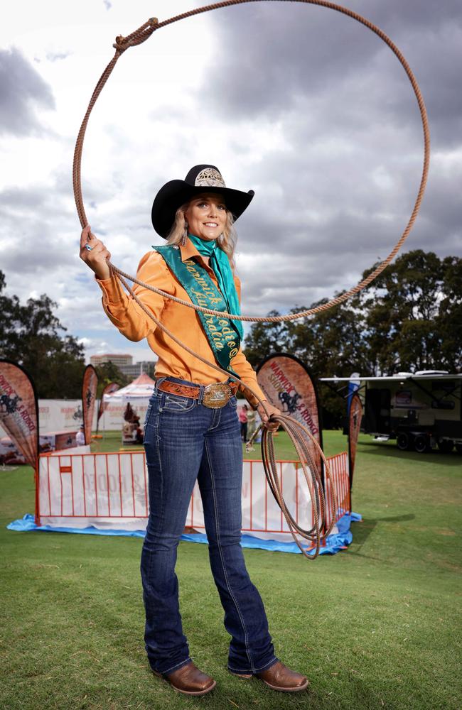 2023 Warwick Rodeo Queen Jessie Nott, a mechanical fitter, is proving there’s a place for women in rodeo events. Photo: Steve Pohlner