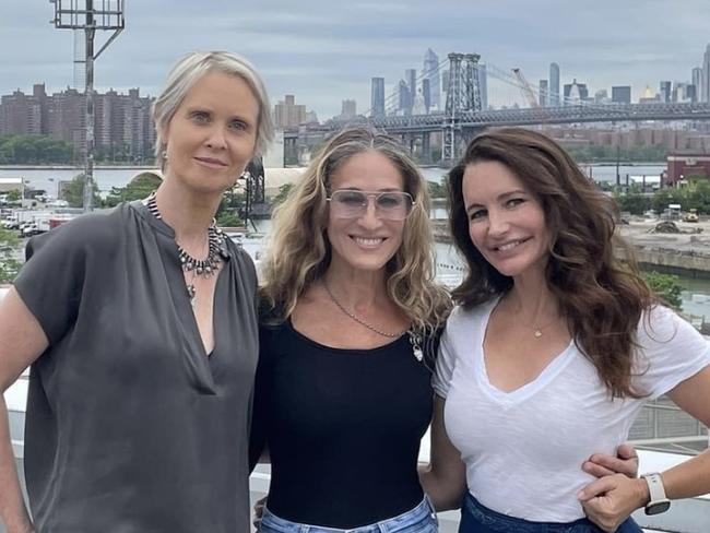 Cynthia Nixon, Sarah Jessica Parker and Kristen Davis announce the read through of the first episode of the Sex and the City reboot Just Like That. Picture: Instagram